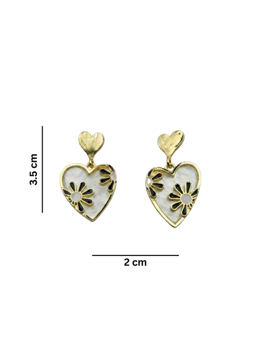 Floral Heart Drop Earring