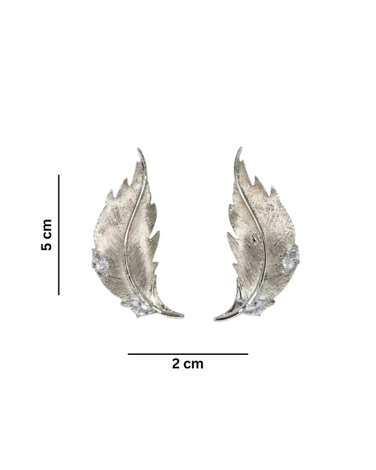 Kohana Maison Plume - Silver Feather Crystal Studs