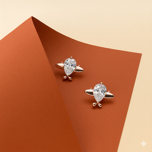 Rose Gold Plane Crystal Stud Earring