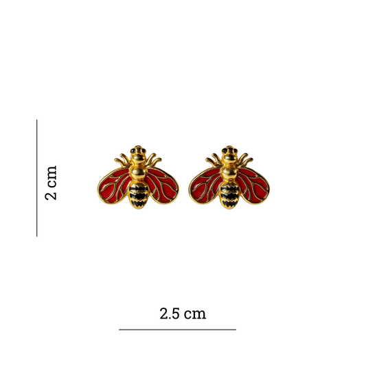 Red & Gold Bee Earring
