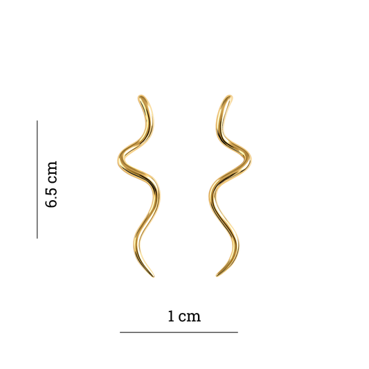Wavy Gold Long Drop Earring