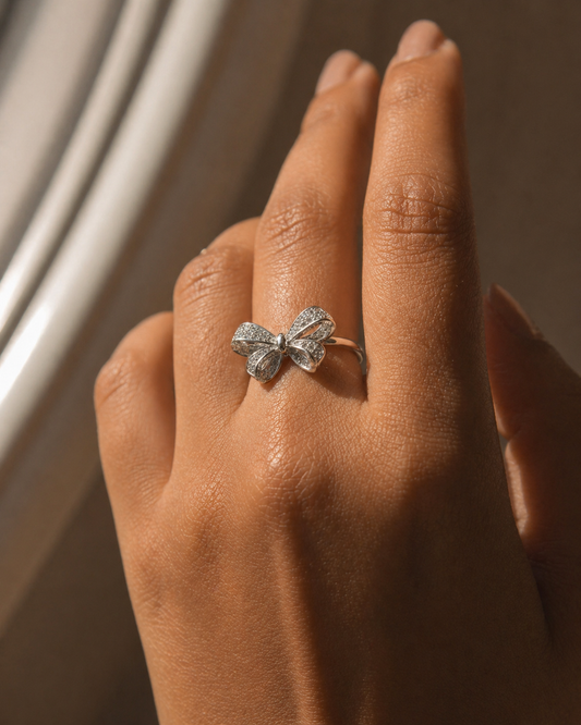 Aria Bow Silver Ring
