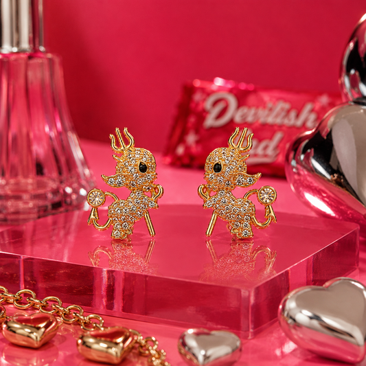Crystal Devil Charm Studs
