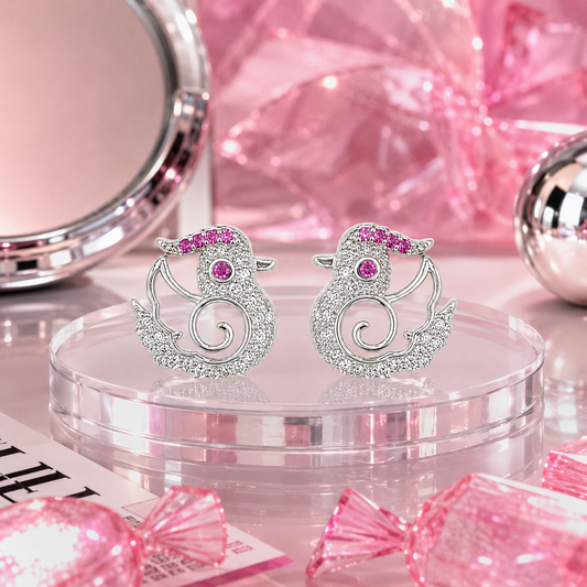 Crystal Duck Charm Studs