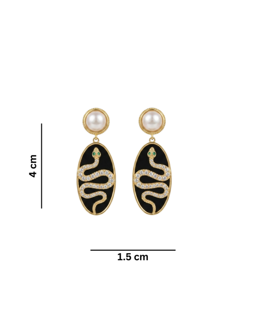 Kohana Maison Noira - Black Enamel Serpent Drop Earrings