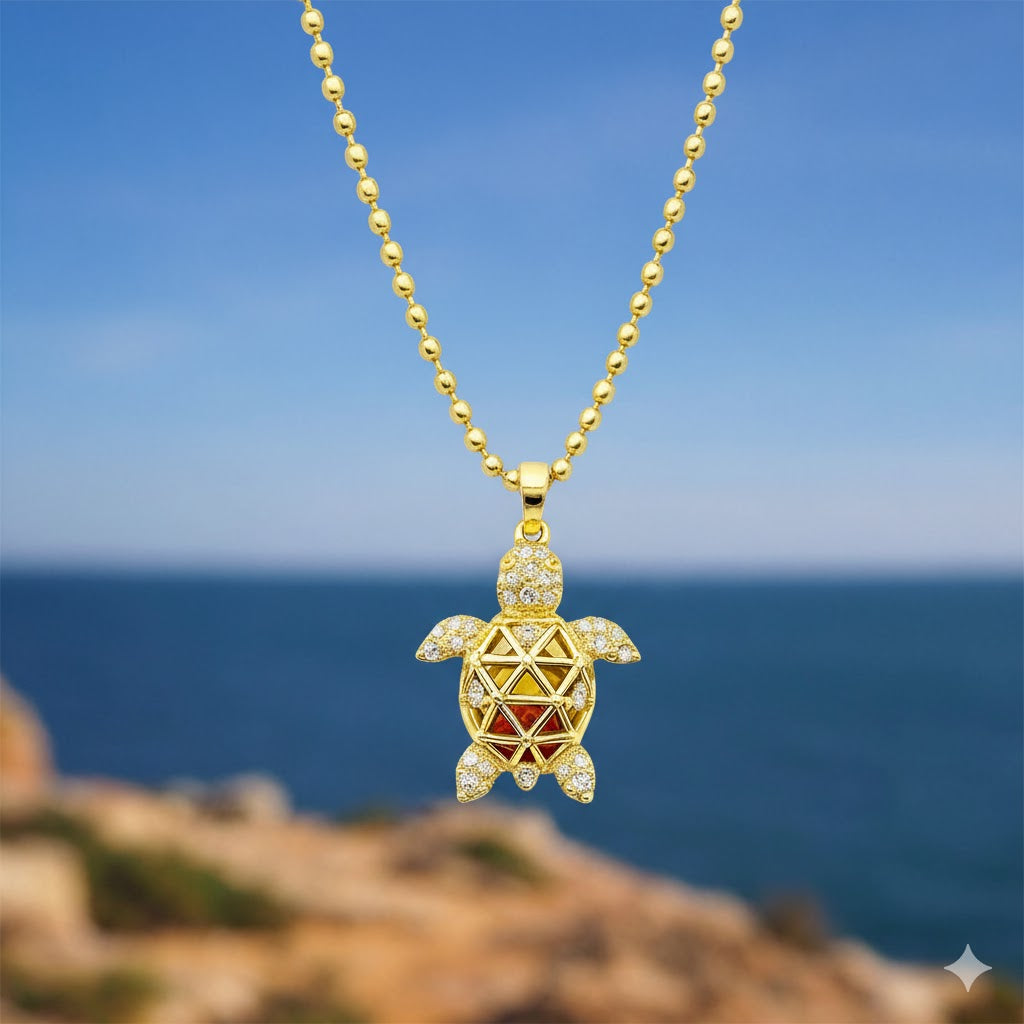Golden Turtle Pendant Necklace