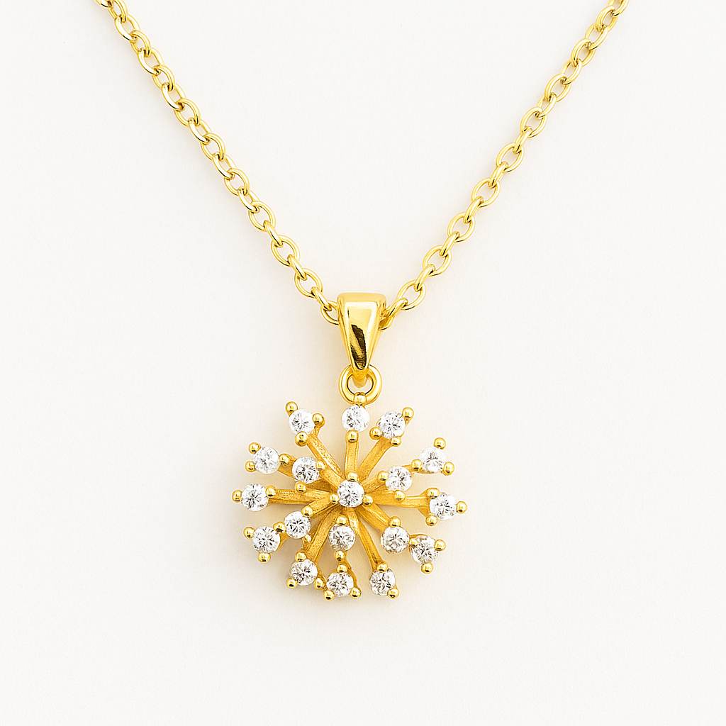 Golden Sunburst Pendant Necklace