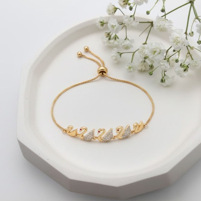 Golden Swan Adjustable Bracelet
