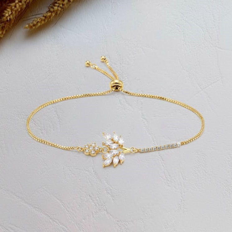 Floral Crystal Adjustable Bracelet