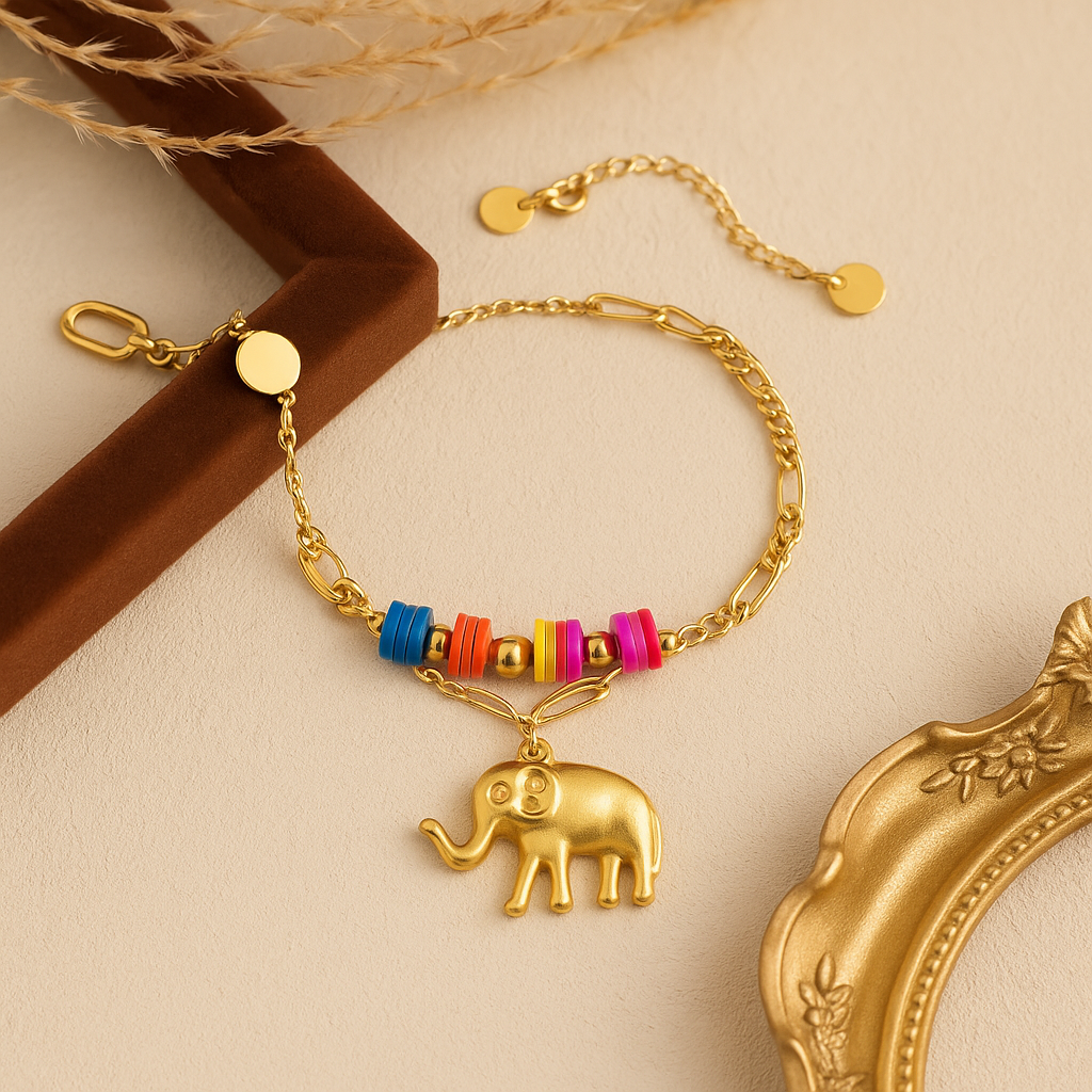 Golden Elephant Charm Bracelet
