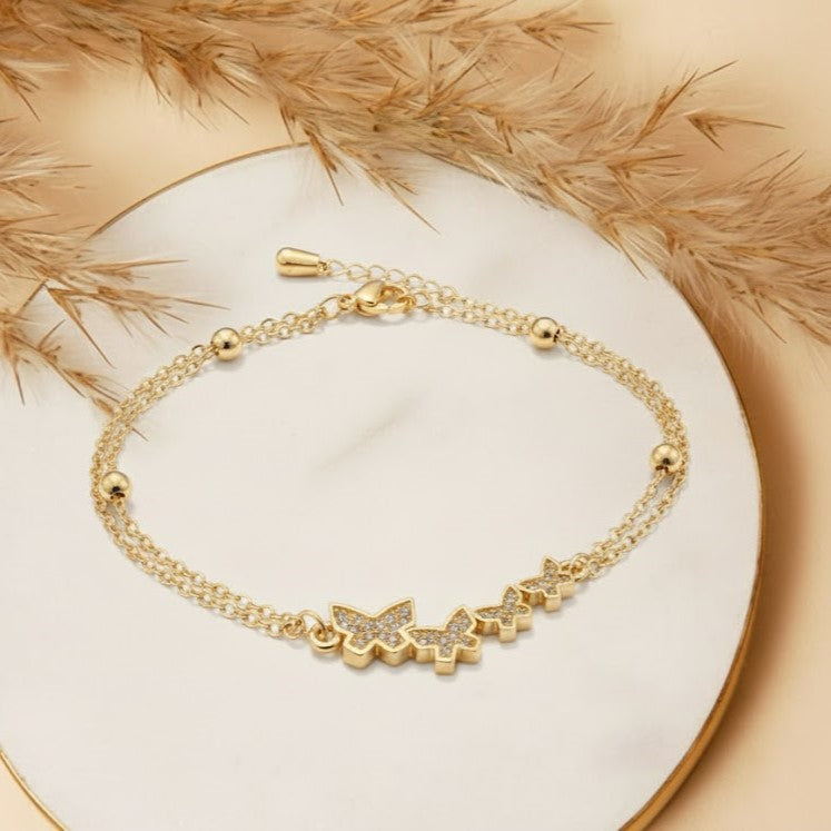 Butterfly Charm Double Chain Bracelet