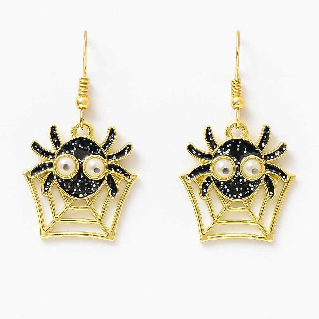 Googly Eyes Spider Web Statement Earring
