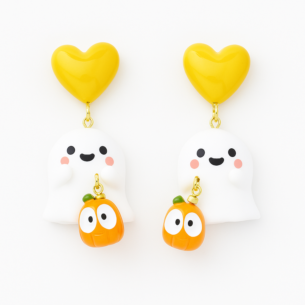 Cute Ghost & Pumpkin Earring