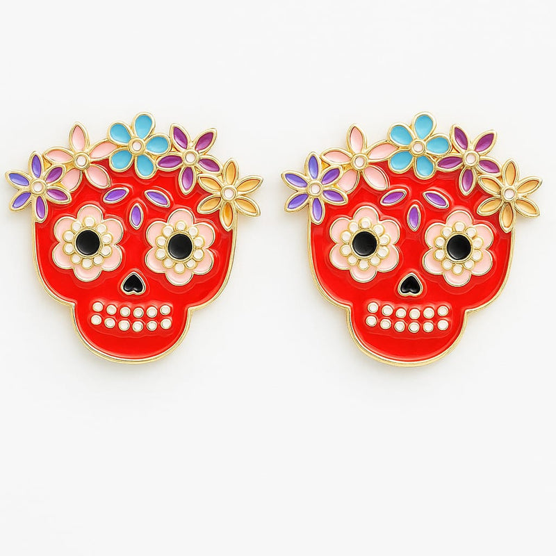 Colorful Sugar Skull Earring