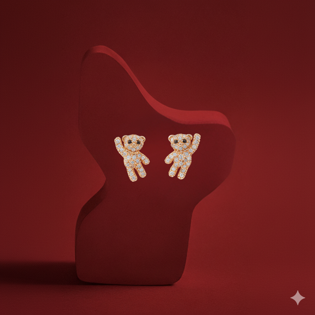 Crystal Teddy Bear Stud Earring