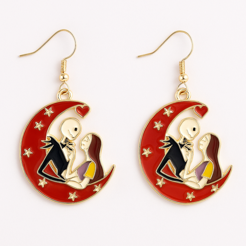 Romantic Moon Couple Earring