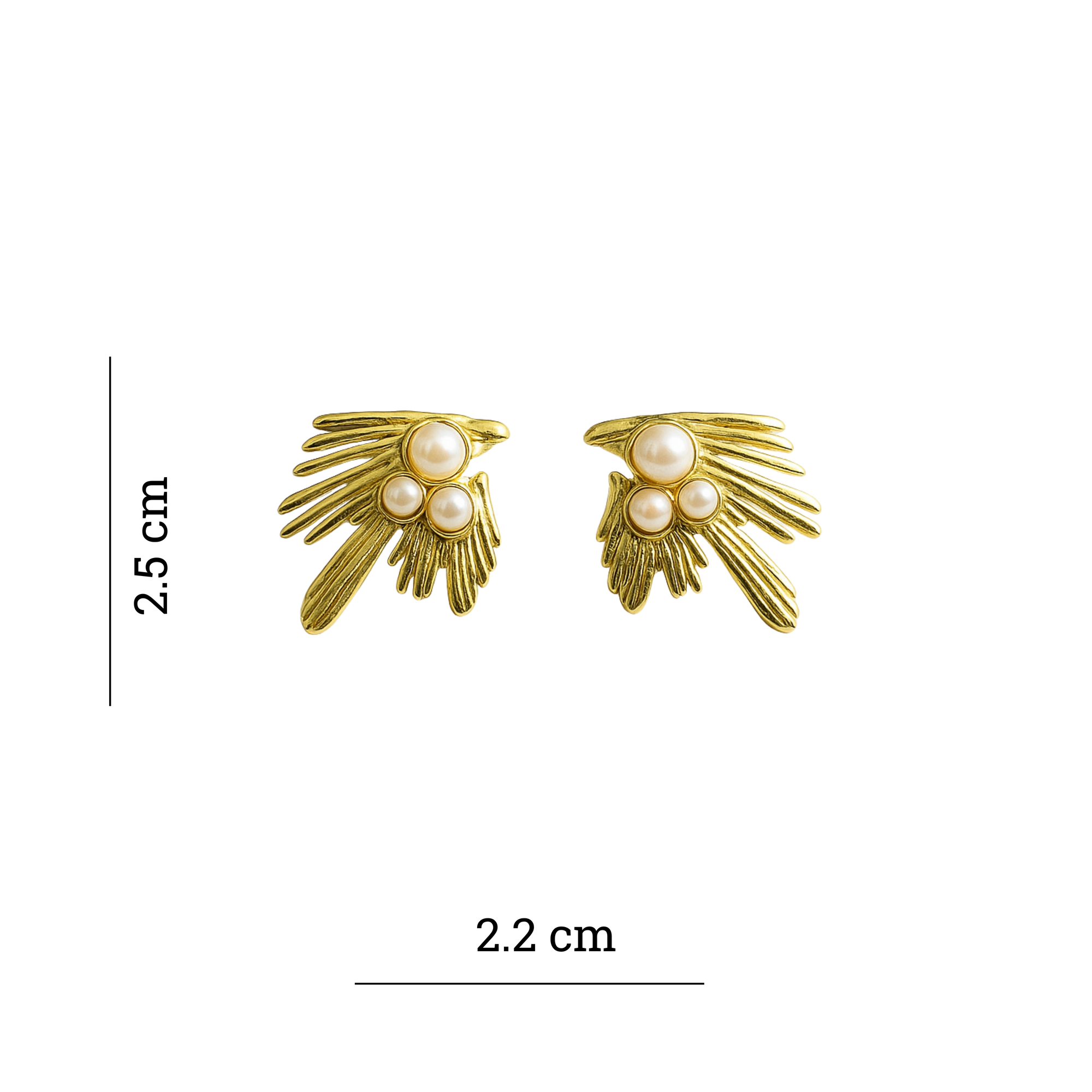 Golden Winged Pearl Stud Earring