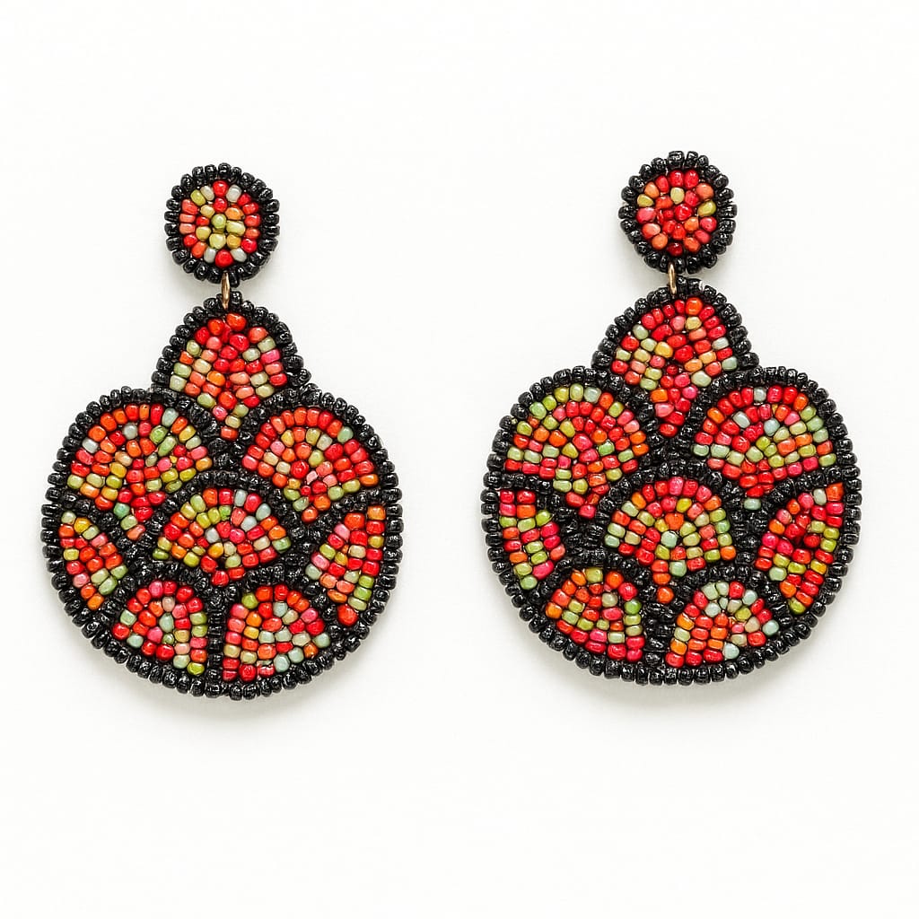 Handmade Multicolor Beaded Statement Earrings