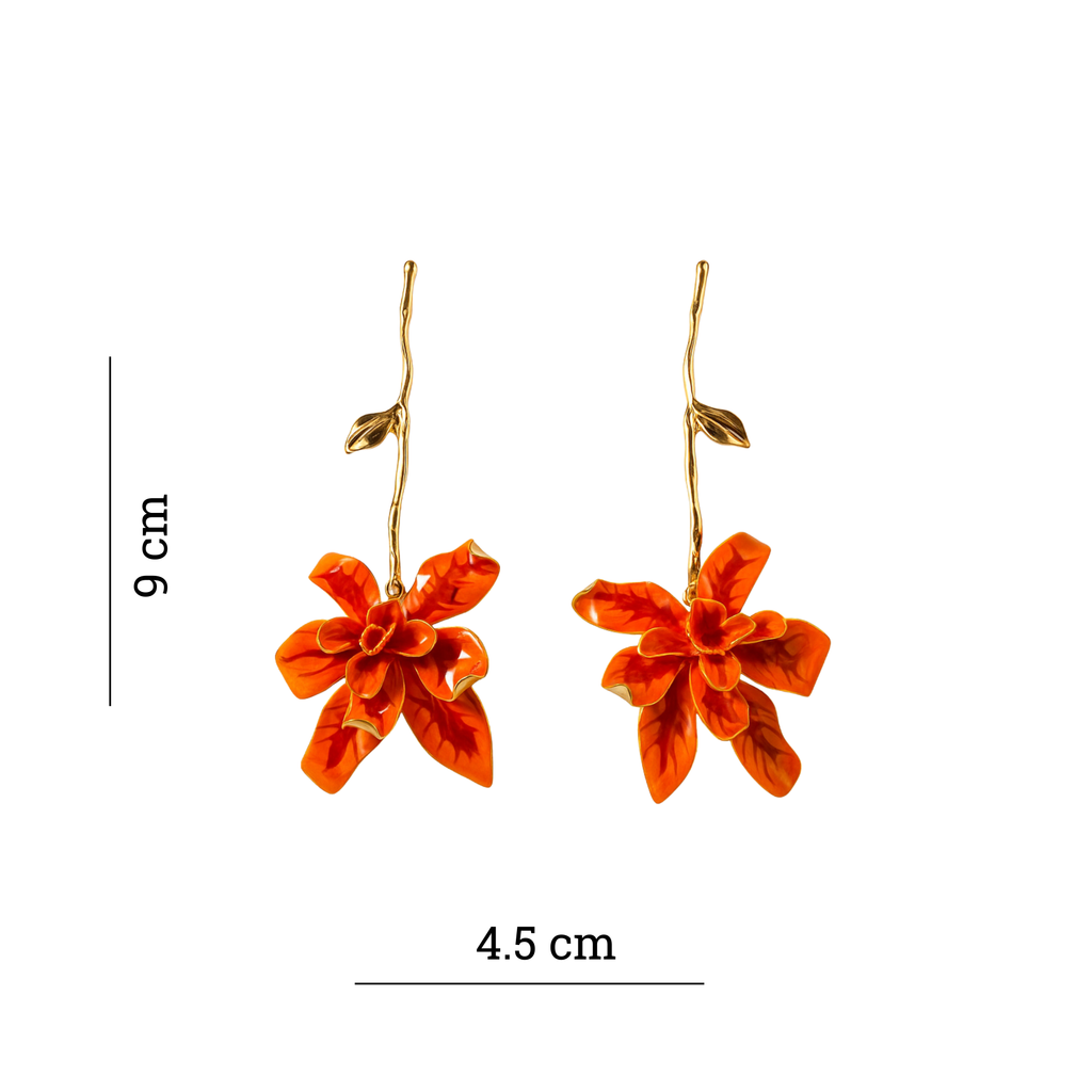Golden Floral Statement Earring