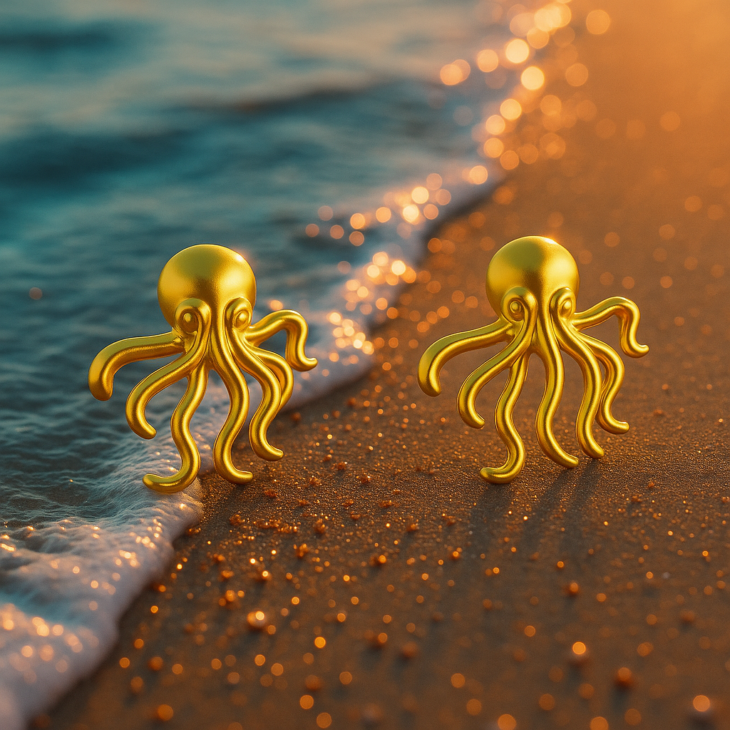 Golden Octopus Earring