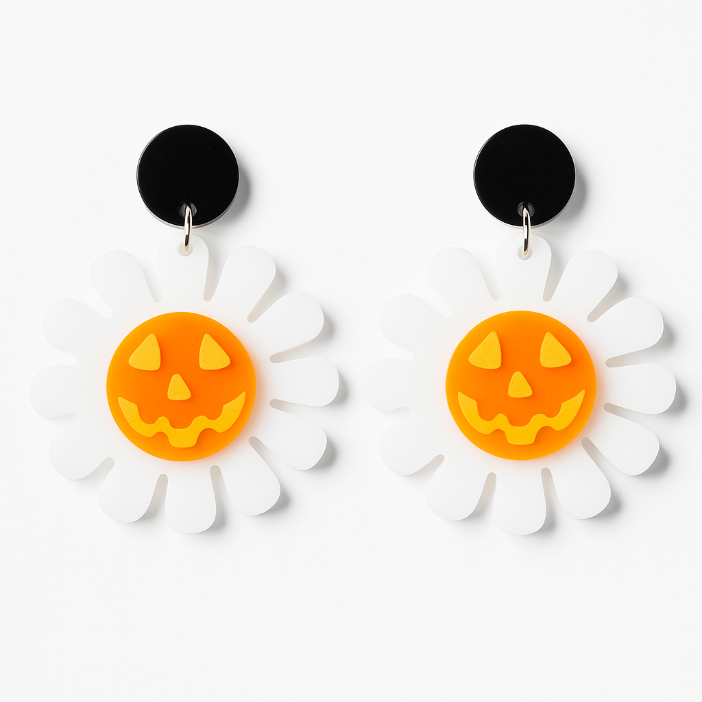 Pumpkin Flower Statement Earrings