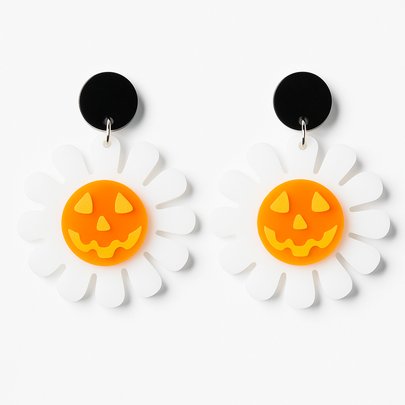 Pumpkin Flower Statement Earrings