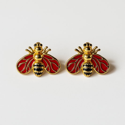 Red & Gold Bee Earring