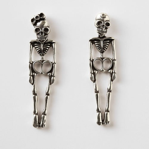 Antique Silver Skeleton Drop Earring