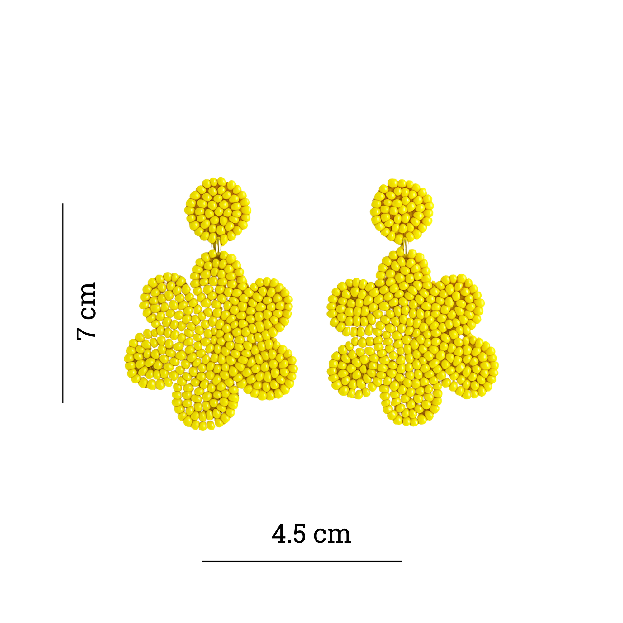 Handmade Yellow Beaded Flower Earrings