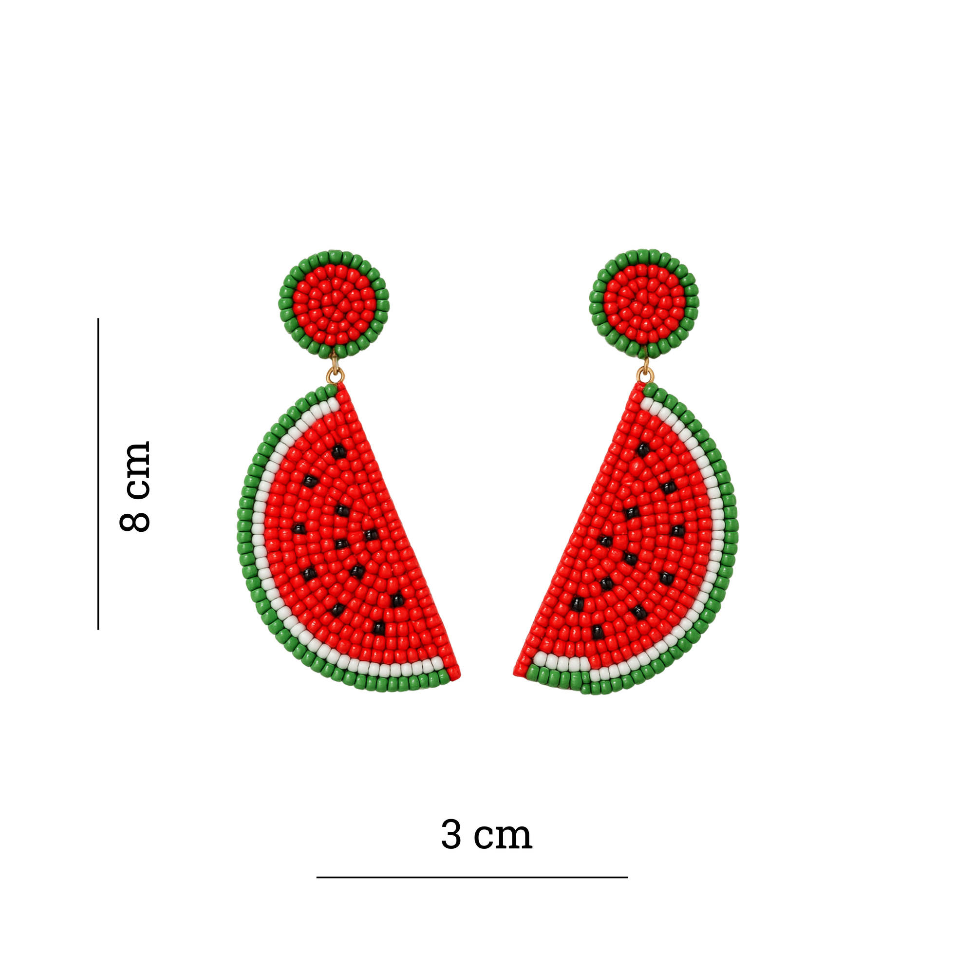 Handmade Watermelon Slice Beaded Earrings