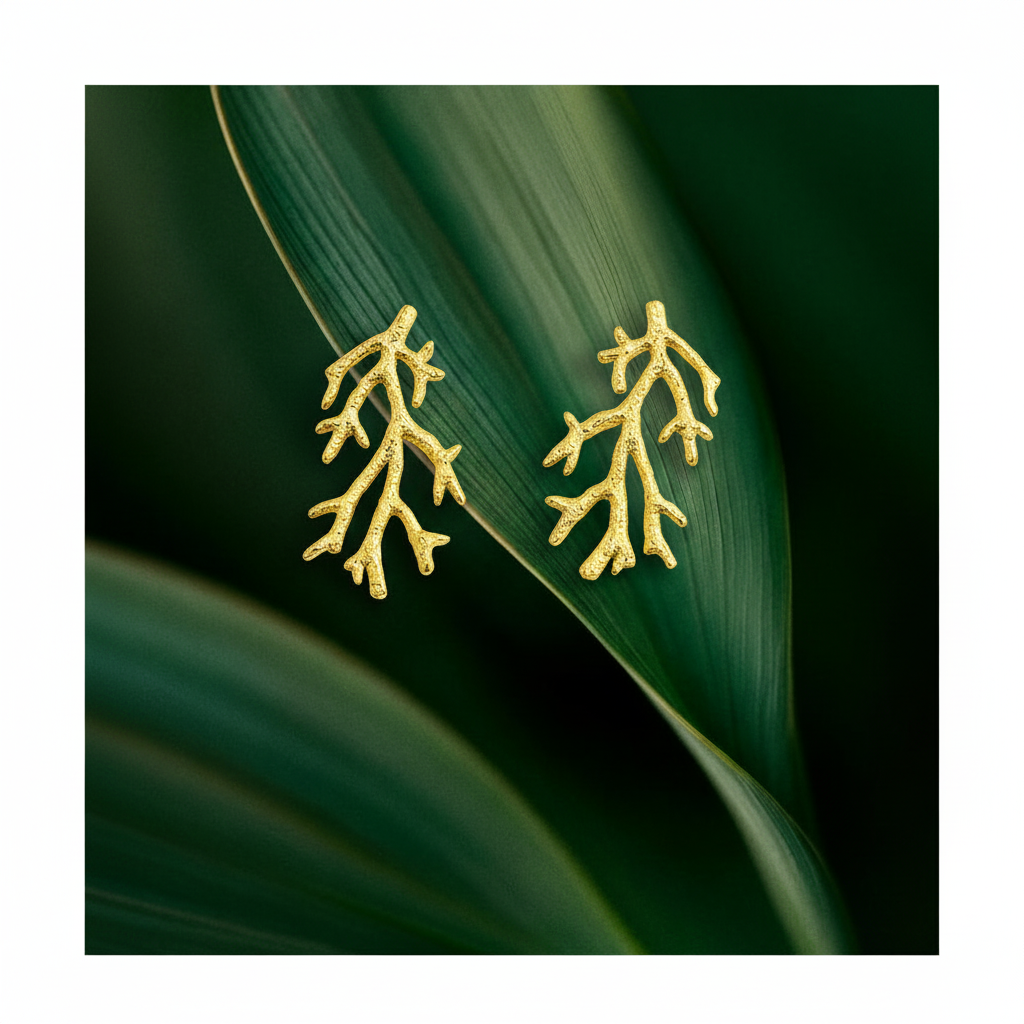 Golden Coral Earring