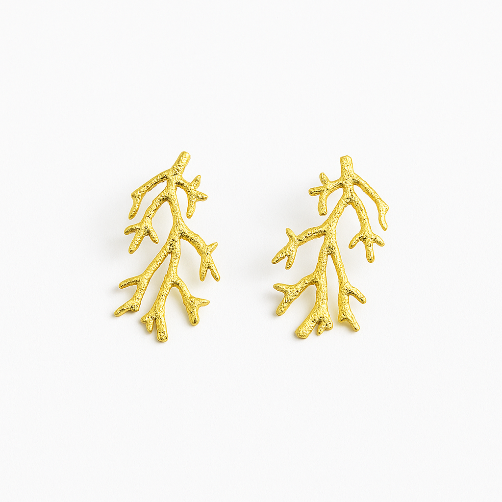 Golden Coral Earring
