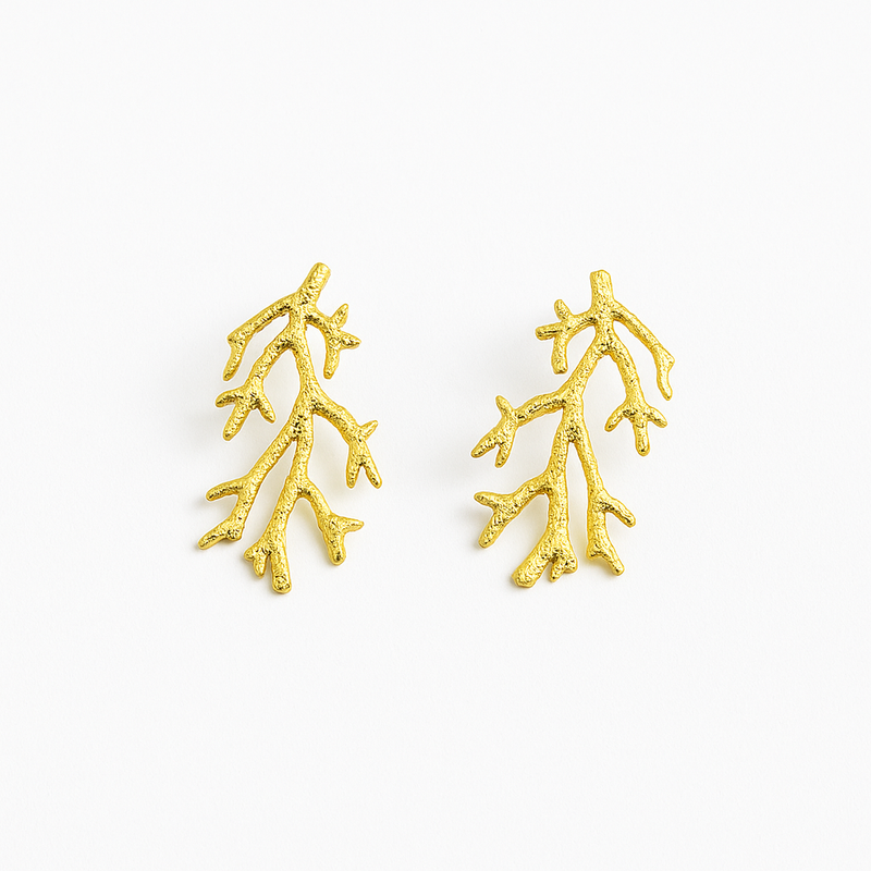 Golden Coral Earring