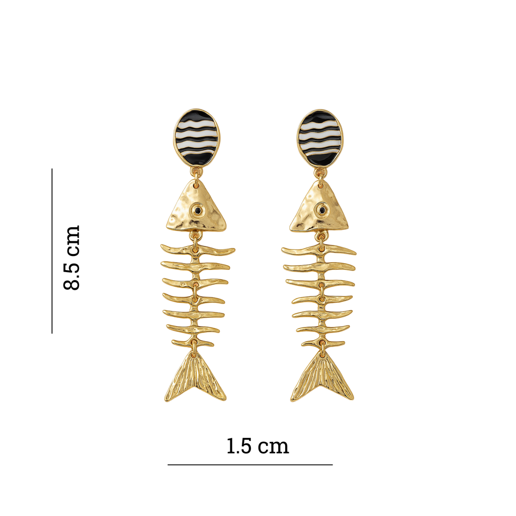 Golden Fishbone Dangle Earring