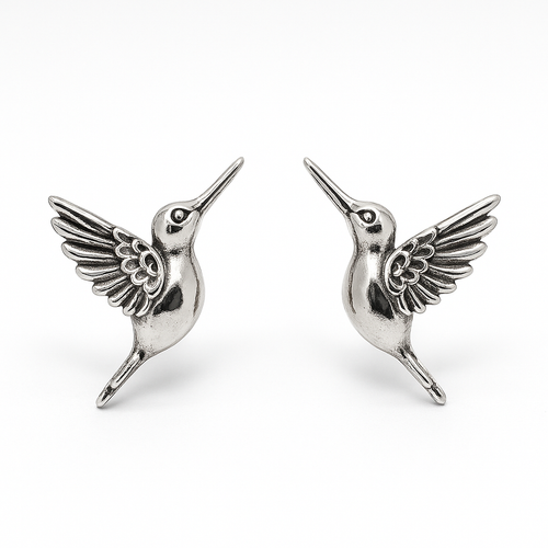 Antique Silver Hummingbird Stud Earring
