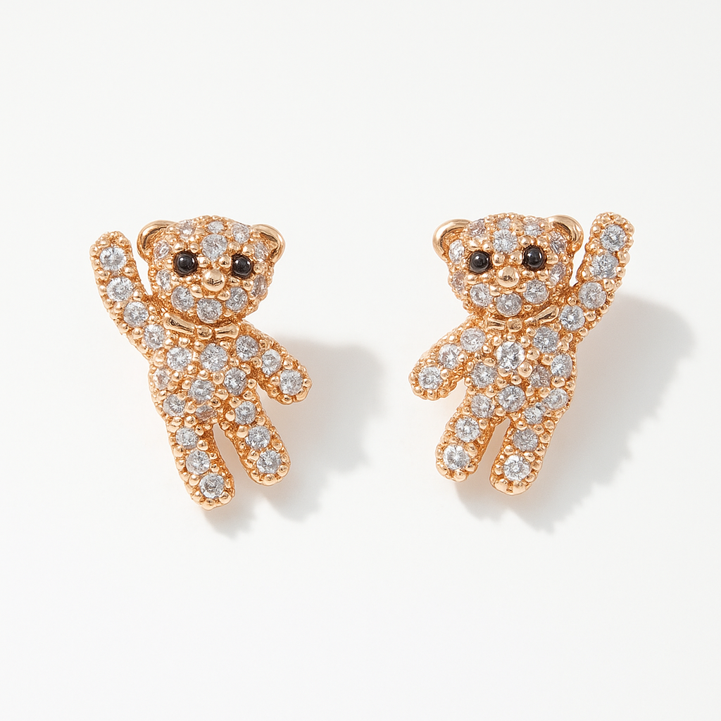 Crystal Teddy Bear Stud Earring