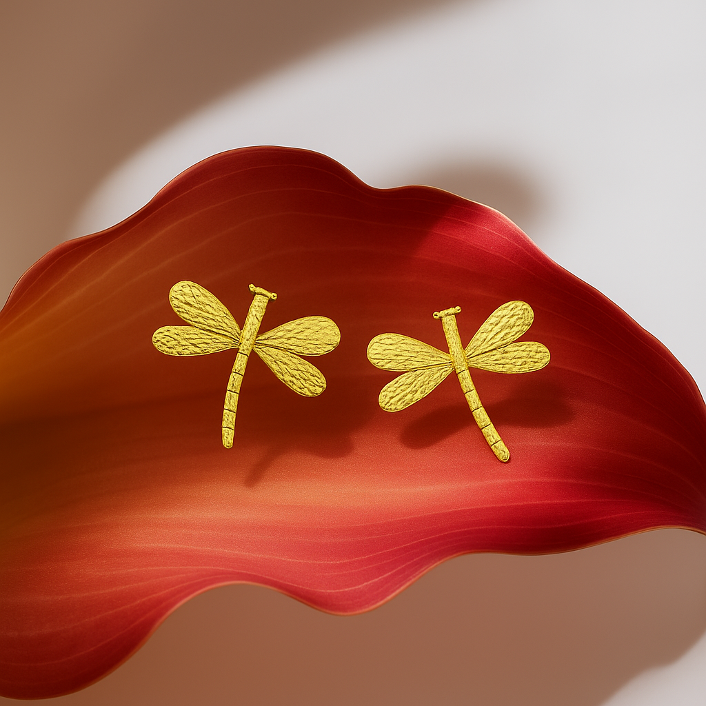 Golden Dragonfly Earring