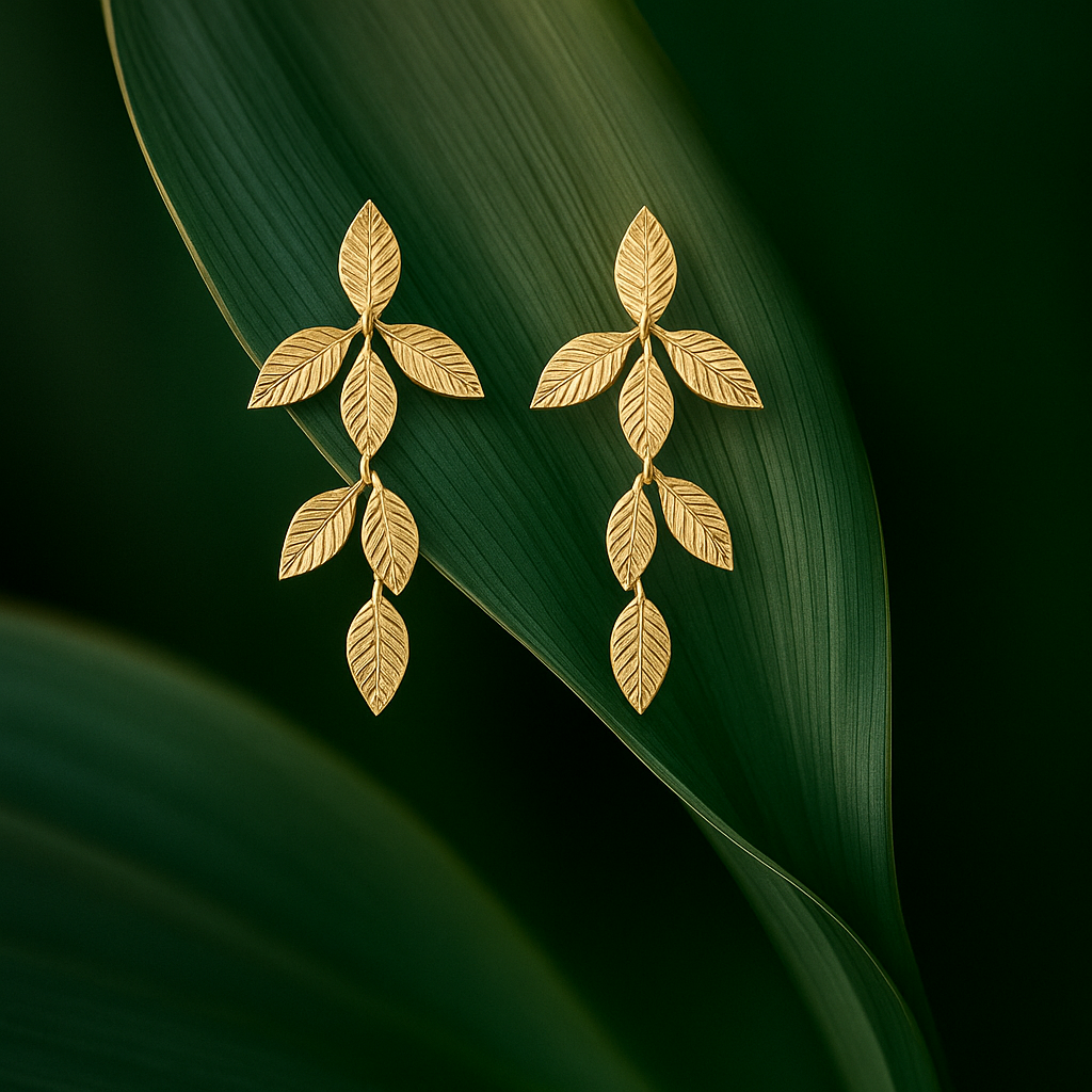 Gold-Tone Leaf Drop Earring