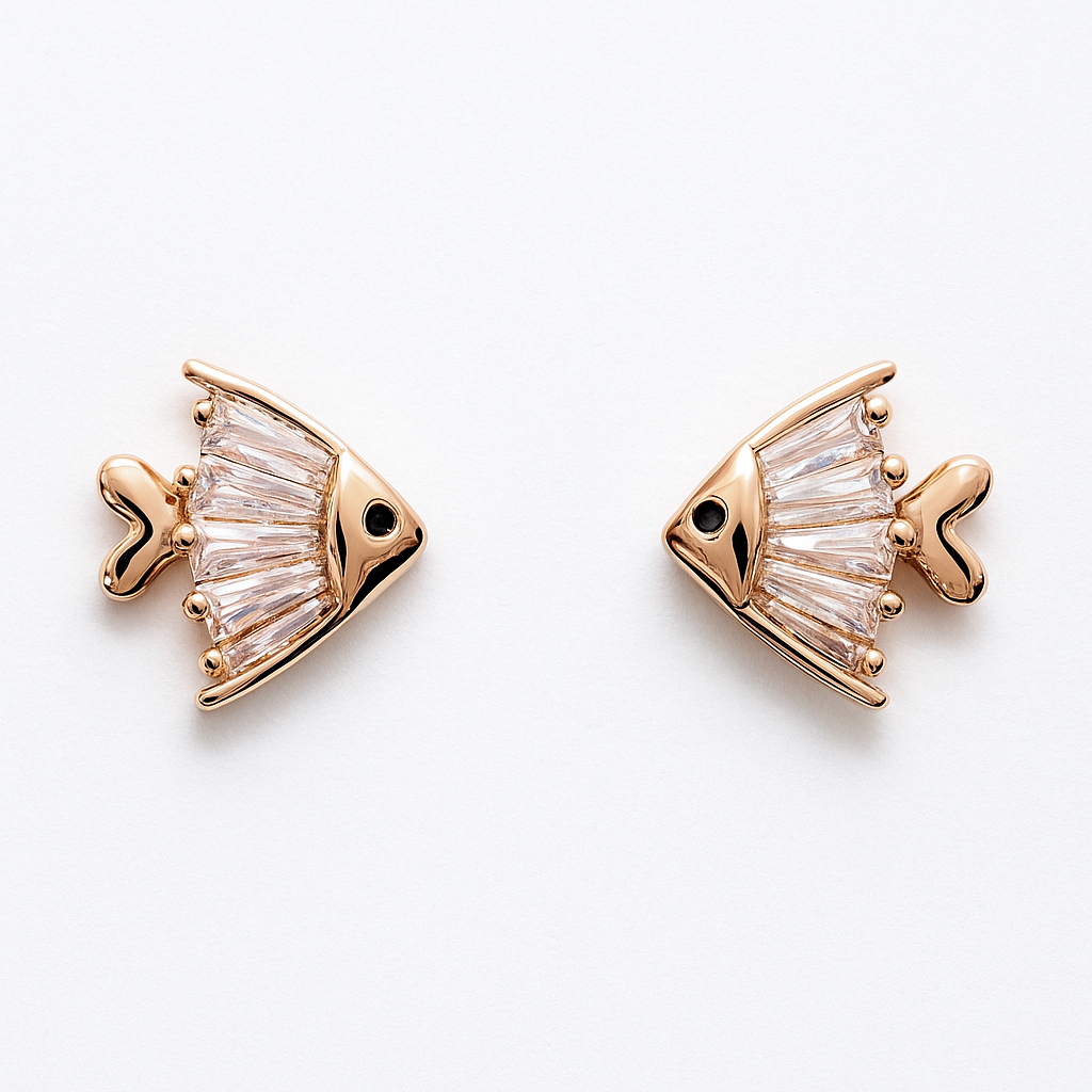 Golden Fish Design Stud Earring