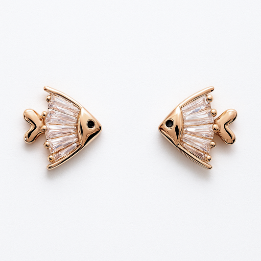 Golden Fish Design Stud Earring