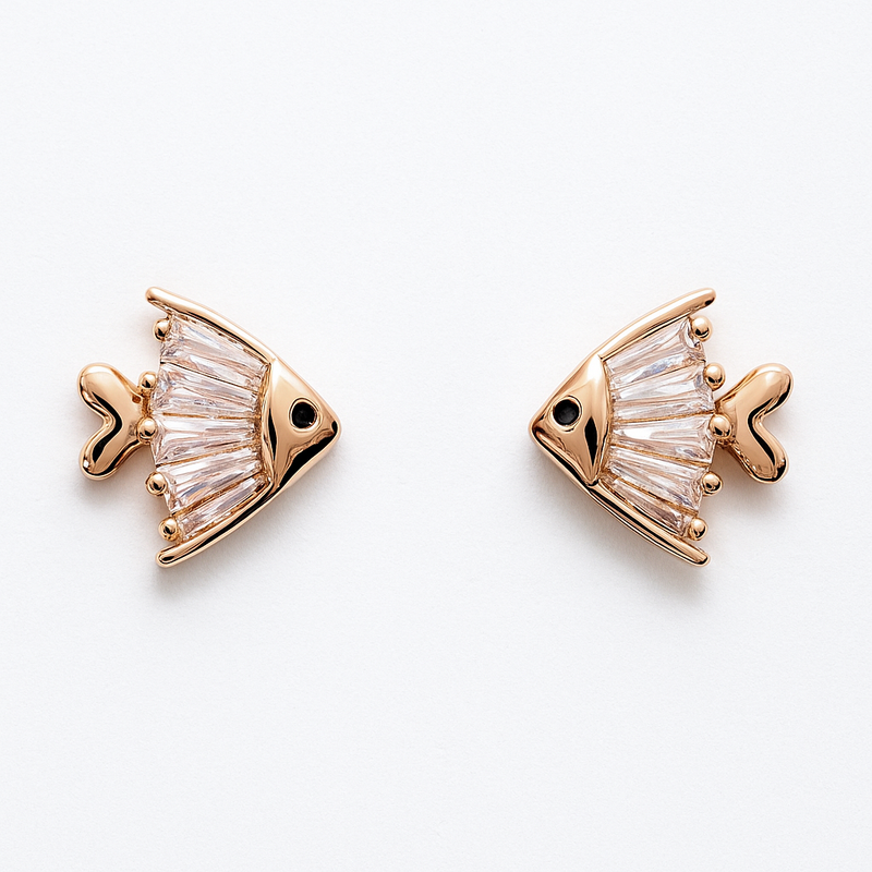 Golden Fish Design Stud Earring