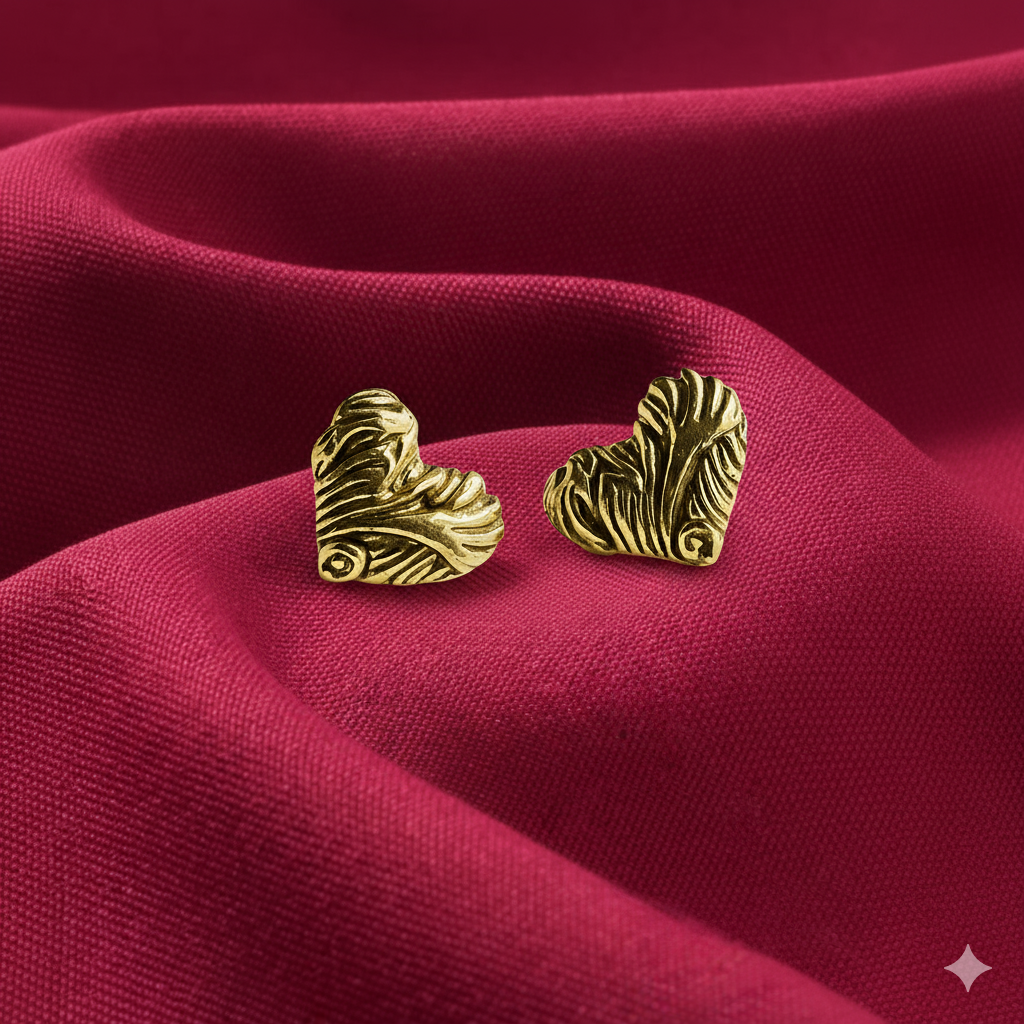 Golden Heart Motif Earring