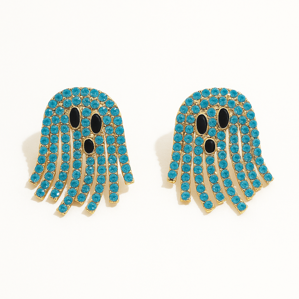 Blue Rhinestone Ghost Earring