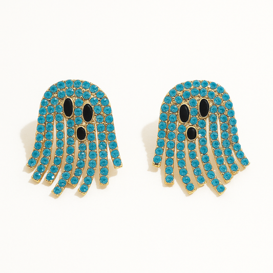 Blue Rhinestone Ghost Earring