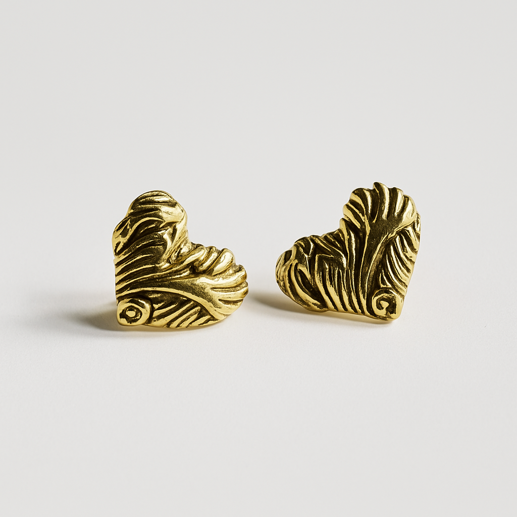 Golden Heart Motif Earring