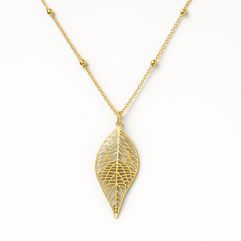 Gold-Tone Leaf Pendant Necklace