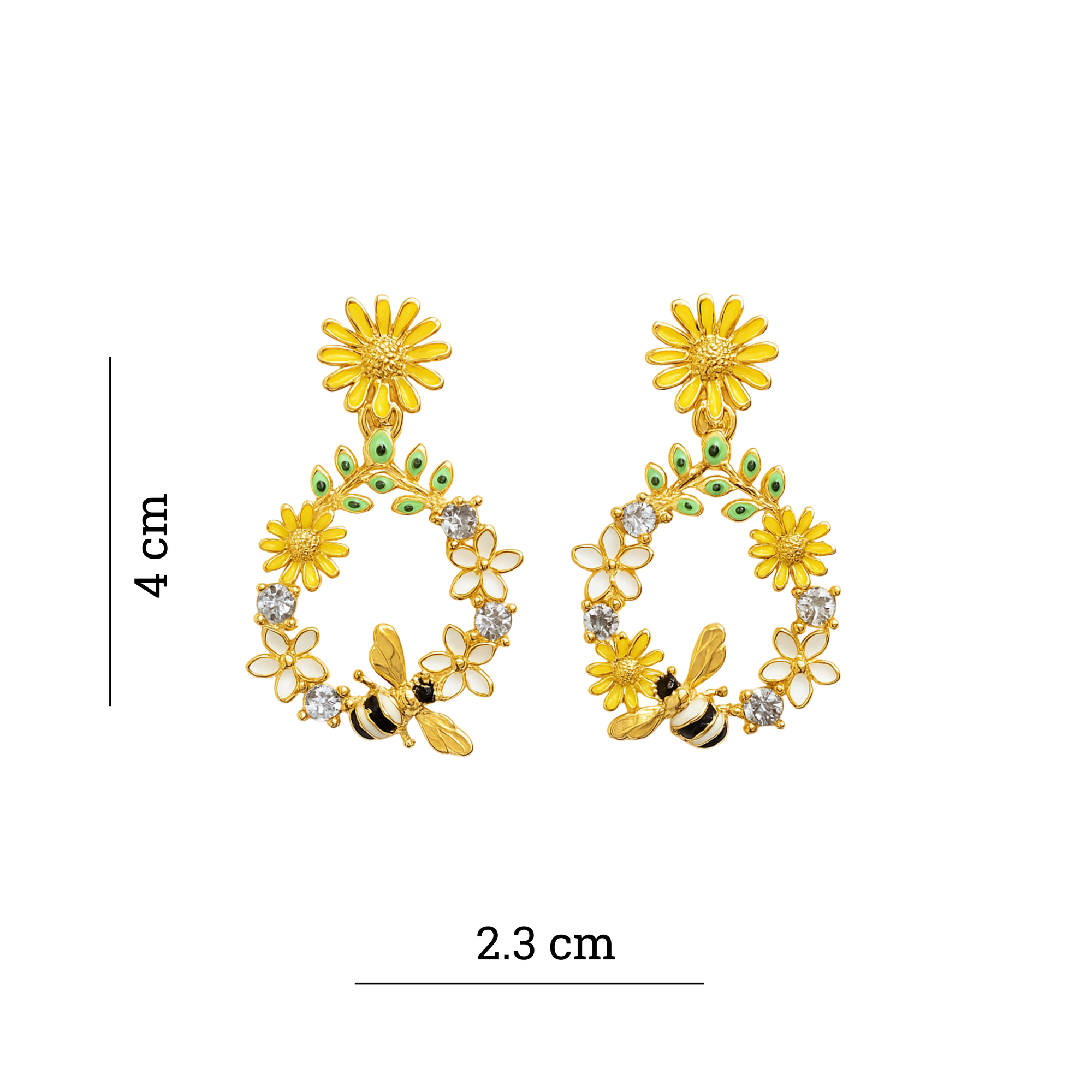 Floral Bee Hoop Earring