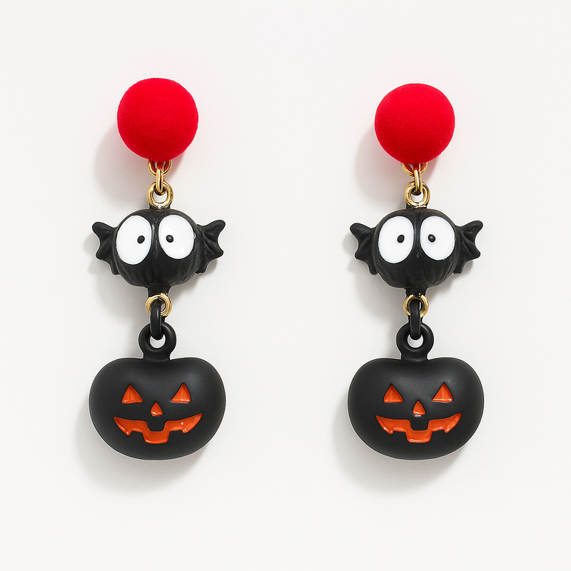 Halloween Bat & Pumpkin Earring
