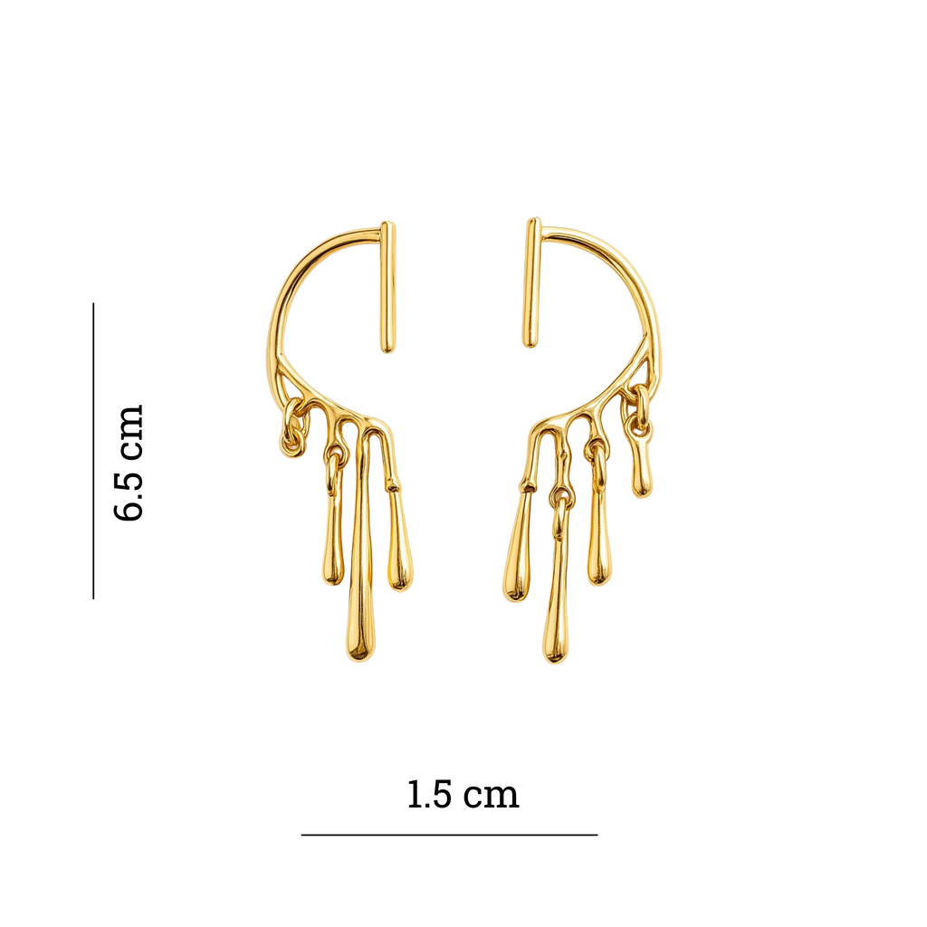 Golden Abstract Dangle Earring