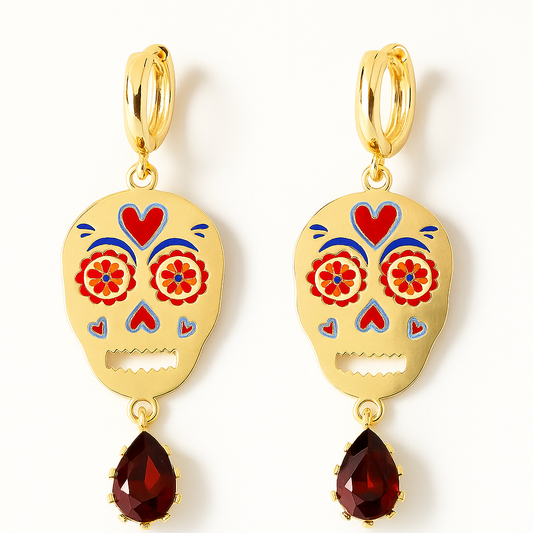 Gold-Plated Sugar Skull Earring